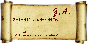 Zoltán Adrián névjegykártya