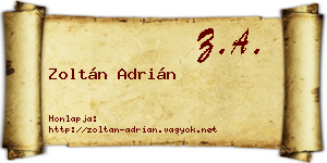 Zoltán Adrián névjegykártya